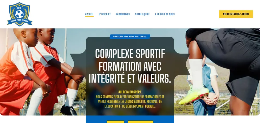 Page d'accueil du site Nioro Foot Center