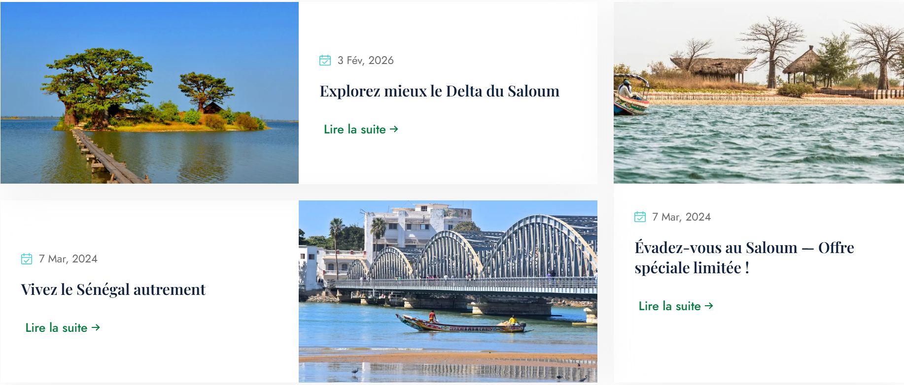 Saloum Delta Aventures — aperçu du site